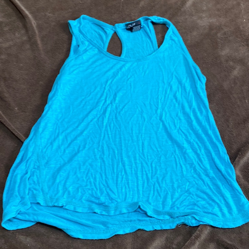 blue tank top with back button